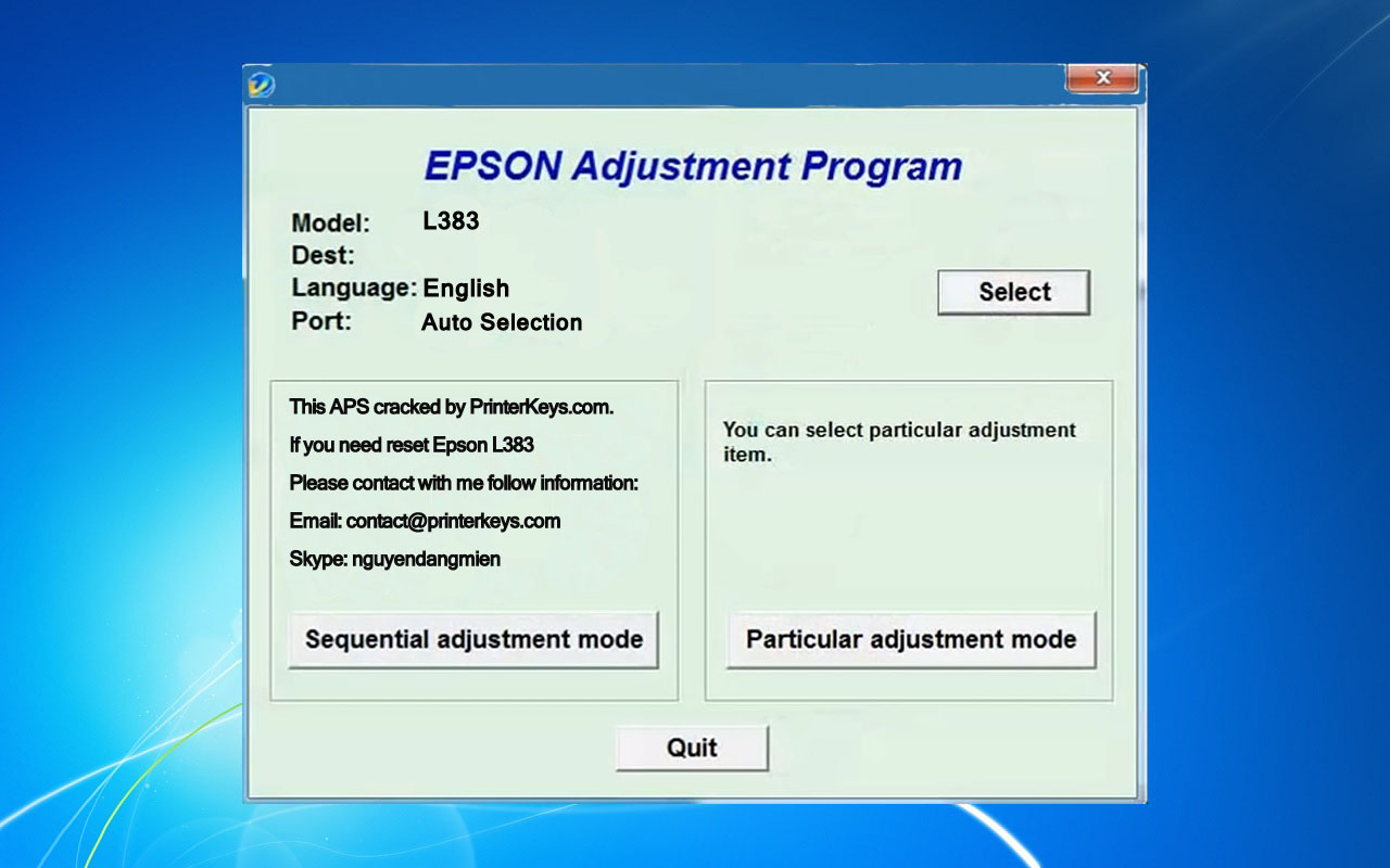 Epson L383 Adjustment Program