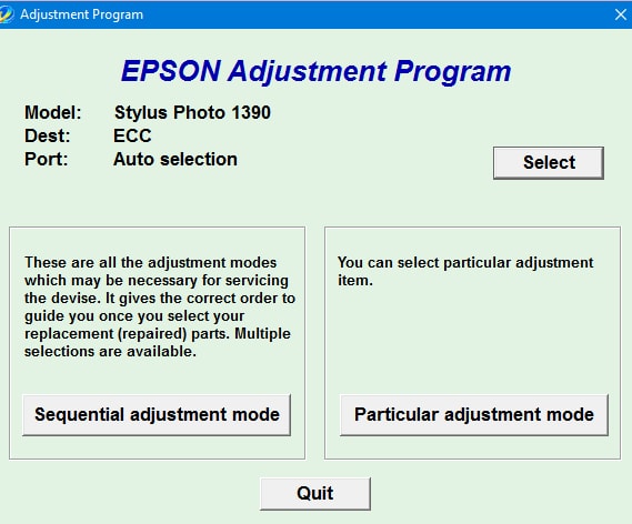 Epson SP 1390 Adjustment Program