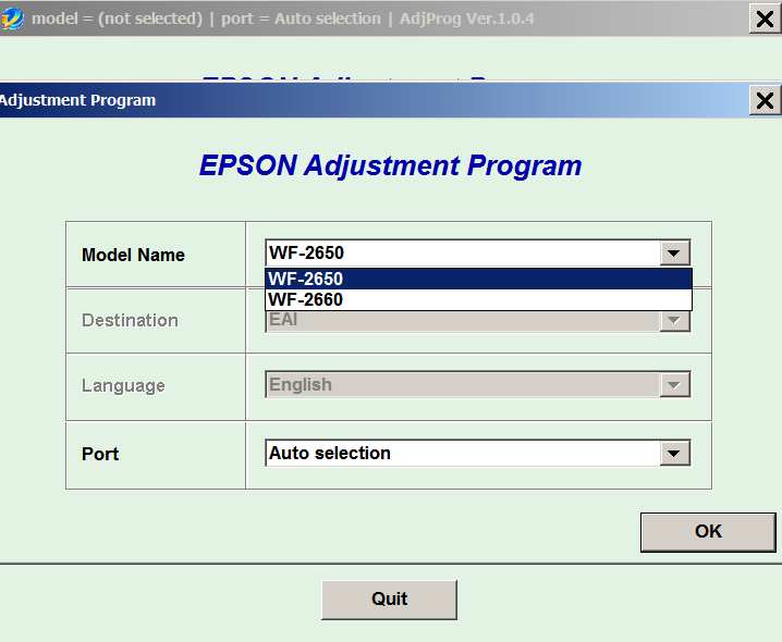 Epson Workforce-2650 Adjustment Program