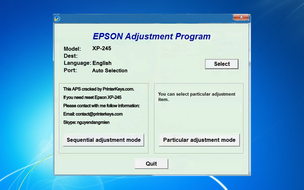 Epson XP-245 Adjustment Program