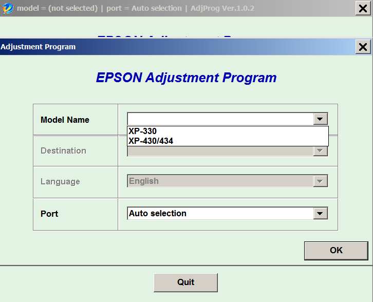 Epson XP-330/XP-430/XP-434 Adjustment Program
