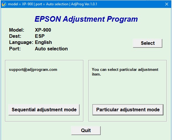 Epson XP 900 Adjustment Program
