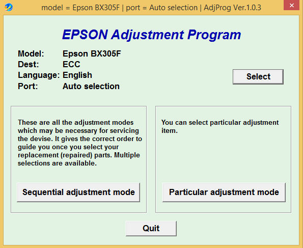 Epson BX-305FW+ Adjustment Program