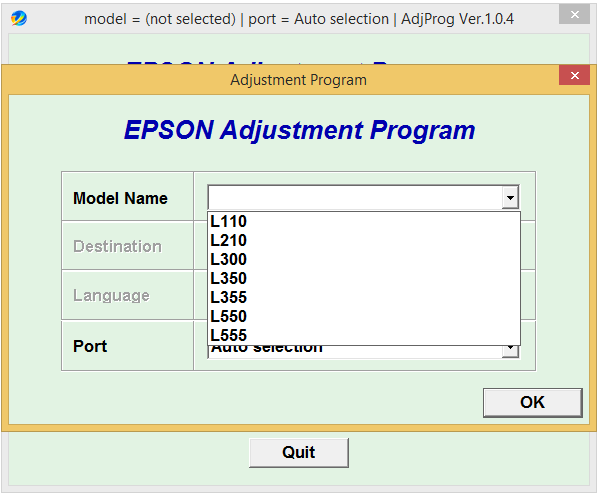 Epson L110/L210/L300/L350/L355/L550/L555 Adjustment Program