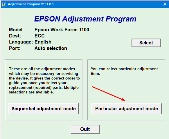 Epson WF-1100 Adjustment Program